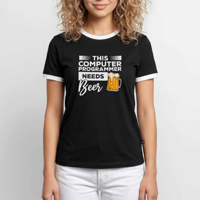 Dieser Computerprogrammierer braucht Bierprogrammierung Männer Kontrast-T-Shirt