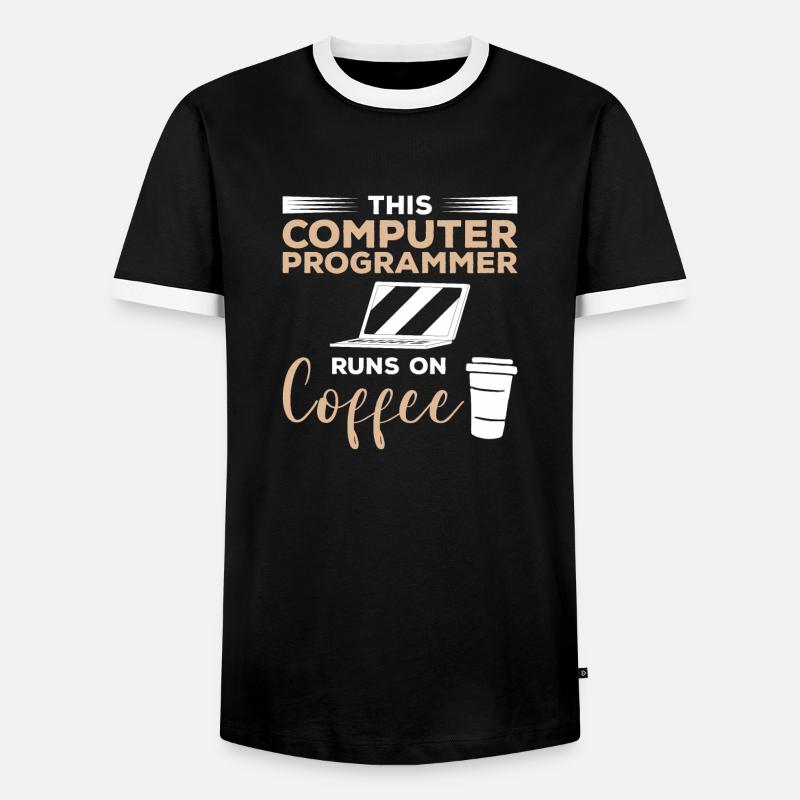 Dieser Computerprogrammierer läuft auf Kaffee - Männer Kontrast-T-Shirt - Schwarz/Weiß