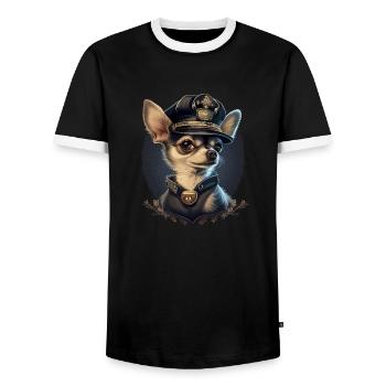 Chihuahua | Polizei Polizist Polizistin Hut - Männer Kontrast-T-Shirt - Schwarz/Weiß - Vorne - AI Model Female 172 light (172cm) & AI Model Male 178 light (178cm)