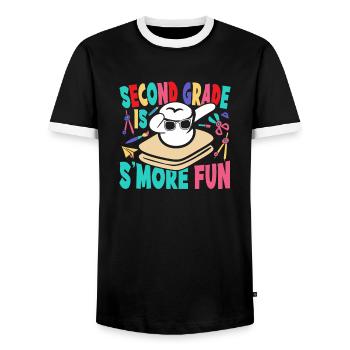 Second Grade Is Smore Fun Camping Dabbing Marshmal - Männer Kontrast-T-Shirt - Schwarz/Weiß - Vorne - AI Model Female 172 light (172cm) & AI Model Male 178 light (178cm)