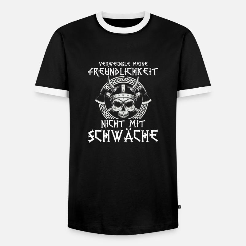 Valhalla kindness weakness - Men's Ringer Shirt - black/white