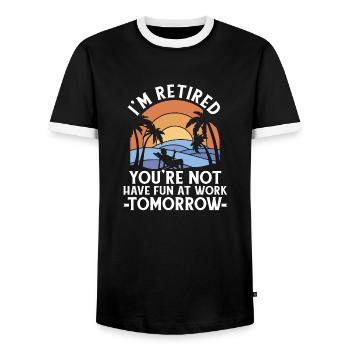 Pensioner Pension Funny - Men's Ringer Shirt - black/white - Front - AI Model Female 172 light (172cm) & AI Model Male 178 light (178cm)