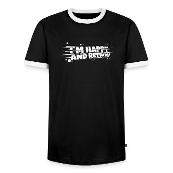 Pensioner pension - Men's Ringer Shirt - black/white - Front - AI Model Female 172 light (172cm) & AI Model Male 178 light (178cm)