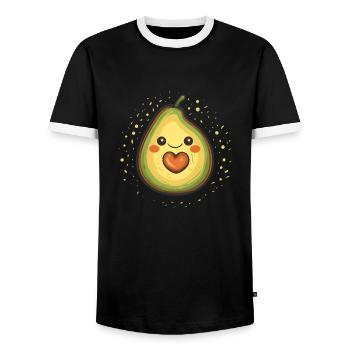 Avocado Cute Funny Heart Mamacado Mama Pregnant - Men's Ringer Shirt - black/white - Front - AI Model Female 172 light (172cm) & AI Model Male 178 light (178cm)