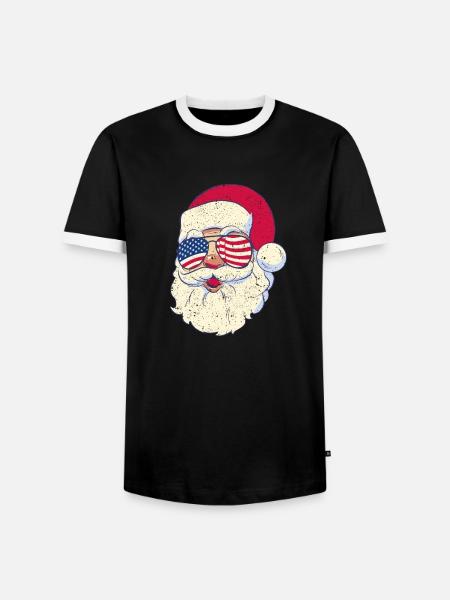 Weihnachtsmann patriotische USA Sonnenbrille - Männer Kontrast-T-Shirt - Schwarz/Weiß
