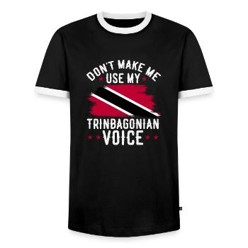 Drapeau de Trinité-et-Tobago - T-shirt contrasté Homme - noir/blanc - Devant - AI Model Female 172 light (172cm) & AI Model Male 178 light (178cm)