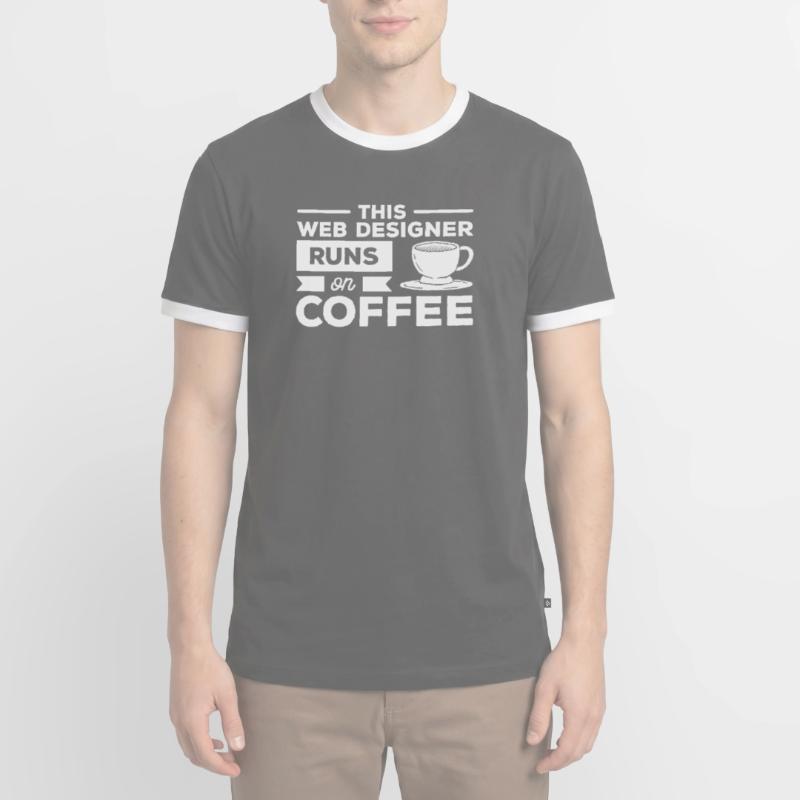 This Web Designer Runs On Coffee Programming Men's Ringer Shirt