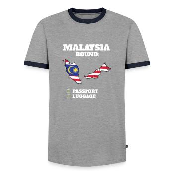 Voyage à destination de la Malaisie Drapeau malaisien - T-shirt contrasté Homme - gris/marine  - Devant - AI Model Female 172 light (172cm) & AI Model Male 178 light (178cm)