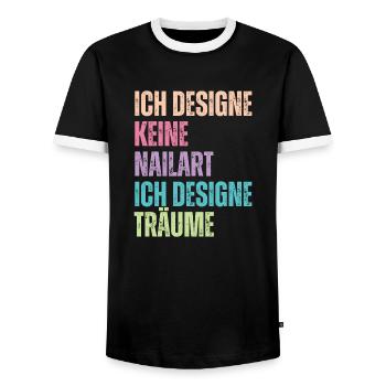 Ich designe keine Nailart Nageldesignerin - Männer Kontrast-T-Shirt - Schwarz/Weiß - Vorne - AI Model Female 172 light (172cm) & AI Model Male 178 light (178cm)