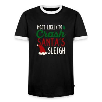 Der wahrscheinlichste Absturz des Schlittens - Männer Kontrast-T-Shirt - Schwarz/Weiß - Vorne - AI Model Female 172 light (172cm) & AI Model Male 178 light (178cm)