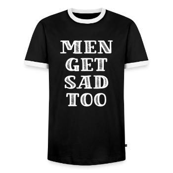 Men get sad too - Men's Ringer Shirt - black/white - Front - AI Model Female 172 light (172cm) & AI Model Male 178 light (178cm)