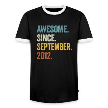 11. Geburtstag 11 Jahre Awesome Since September - Männer Kontrast-T-Shirt - Schwarz/Weiß - Vorne - AI Model Female 172 light (172cm) & AI Model Male 178 light (178cm)