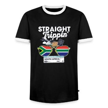 Straight Trippin' South Africa Vacation Tour - T-shirt contrasté Homme - noir/blanc - Devant - AI Model Female 172 light (172cm) & AI Model Male 178 light (178cm)