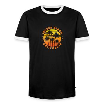 Retro Laguna Beach Kalifornien Souvenir Vintage - Männer Kontrast-T-Shirt - Schwarz/Weiß - Vorne - AI Model Female 172 light (172cm) & AI Model Male 178 light (178cm)