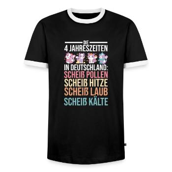 Die 4 Jahreszeiten In Deutschland - Männer Kontrast-T-Shirt - Schwarz/Weiß - Vorne - AI Model Female 172 light (172cm) & AI Model Male 178 light (178cm)