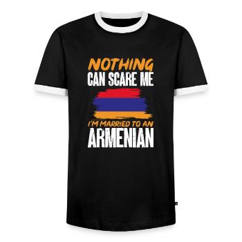Drapeau arménien Arménie - T-shirt contrasté Homme - noir/blanc - Devant - AI Model Female 172 light (172cm) & AI Model Male 178 light (178cm)