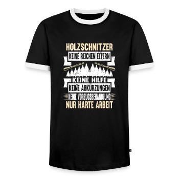 Zimmermann Schreiner Holz - Männer Kontrast-T-Shirt - Schwarz/Weiß - Vorne - AI Model Female 172 light (172cm) & AI Model Male 178 light (178cm)