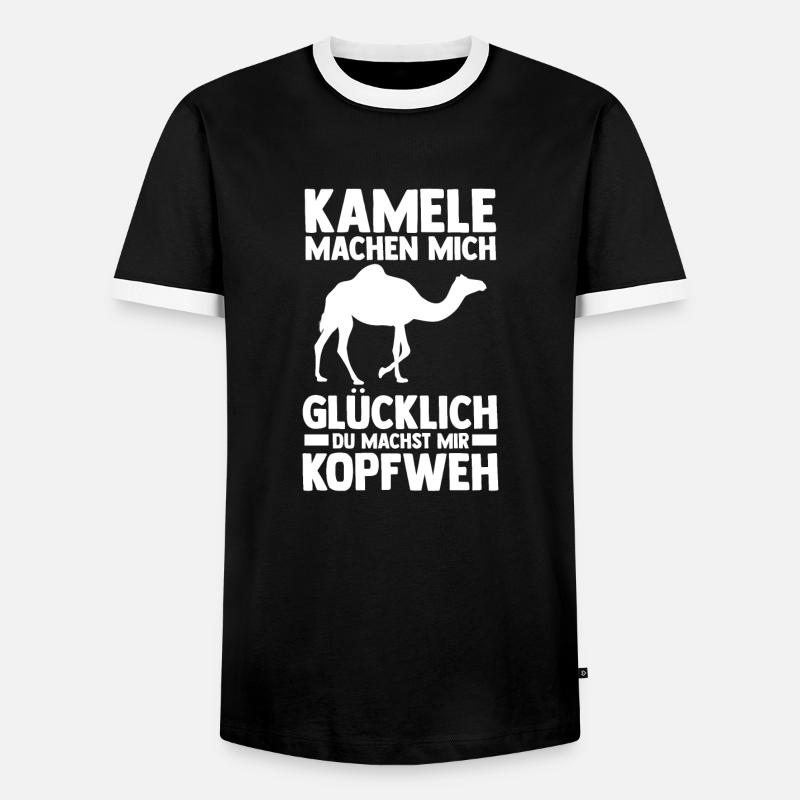 Kamel - Männer Kontrast-T-Shirt - Schwarz/Weiß