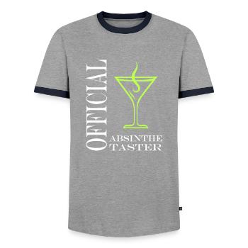 Offizielle Absinth-Verkostung - Männer Kontrast-T-Shirt - Grau/Navy  - Vorne - AI Model Female 172 light (172cm) & AI Model Male 178 light (178cm)