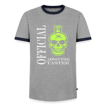 Offizielle Absinth-Verkostung - Männer Kontrast-T-Shirt - Grau/Navy  - Vorne - AI Model Female 172 light (172cm) & AI Model Male 178 light (178cm)