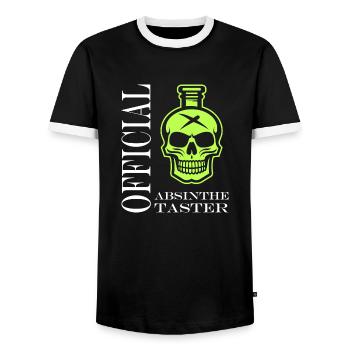 Offizielle Absinth-Verkostung - Männer Kontrast-T-Shirt - Schwarz/Weiß - Vorne - AI Model Female 172 light (172cm) & AI Model Male 178 light (178cm)