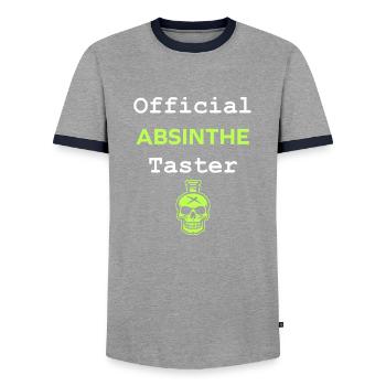 Offizielle Absinth-Verkostung - Männer Kontrast-T-Shirt - Grau/Navy  - Vorne - AI Model Female 172 light (172cm) & AI Model Male 178 light (178cm)