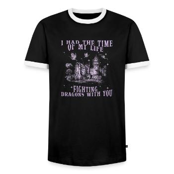 I Had The Time Of My Life Fighting Dragons - Men's Ringer Shirt - black/white - Front - AI Model Female 172 light (172cm) & AI Model Male 178 light (178cm)