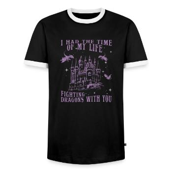 I Had The Time Of My Life Fighting Dragons - Men's Ringer Shirt - black/white - Front - AI Model Female 172 light (172cm) & AI Model Male 178 light (178cm)