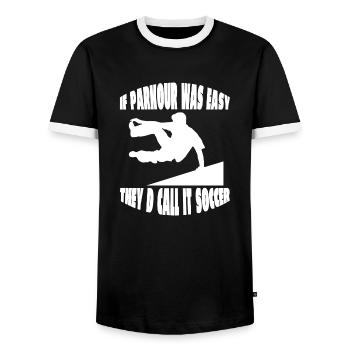 Parkour Läufer Parkourläufer Geschenk Extremsport - Männer Kontrast-T-Shirt - Schwarz/Weiß - Vorne - AI Model Female 172 light (172cm) & AI Model Male 178 light (178cm)