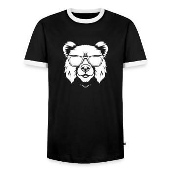 Ours Ours brun - T-shirt contrasté Homme - noir/blanc - Devant - AI Model Female 172 light (172cm) & AI Model Male 178 light (178cm)