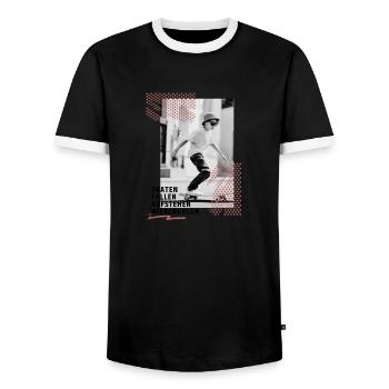 Skateboard Design Perfekt Jungen Geschenkidee - Männer Kontrast-T-Shirt - Schwarz/Weiß - Vorne - AI Model Female 172 light (172cm) & AI Model Male 178 light (178cm)