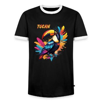 TOUCAN - T-shirt contrasté Homme - noir/blanc - Devant - AI Model Female 172 light (172cm) & AI Model Male 178 light (178cm)