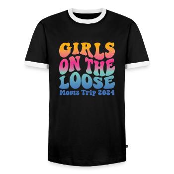 Girls On The Loose Moms Trip 2024 - Männer Kontrast-T-Shirt - Schwarz/Weiß - Vorne - AI Model Female 172 light (172cm) & AI Model Male 178 light (178cm)