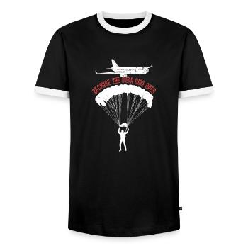 Because The Door Was Open Skydiver Skydiving - Männer Kontrast-T-Shirt - Schwarz/Weiß - Vorne - AI Model Female 172 light (172cm) & AI Model Male 178 light (178cm)