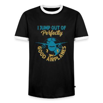 I Jump Out Of Perfectly Good Airplanes Skydiver Pa - Men's Ringer Shirt - black/white - Front - AI Model Female 172 light (172cm) & AI Model Male 178 light (178cm)