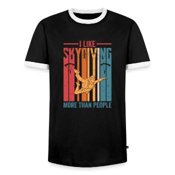 I Like Skydiving More Than People Parachute Skydiv - Men's Ringer Shirt - black/white - Front - AI Model Female 172 light (172cm) & AI Model Male 178 light (178cm)