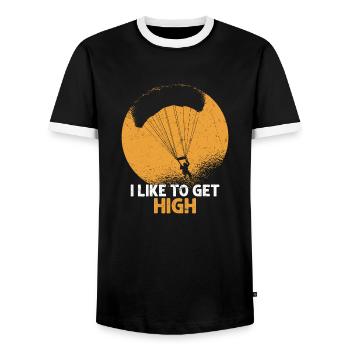 I Like To Get High Parachute Skydiver - Männer Kontrast-T-Shirt - Schwarz/Weiß - Vorne - AI Model Female 172 light (172cm) & AI Model Male 178 light (178cm)