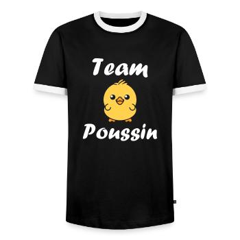 Team poussin - T-shirt contrasté Homme - noir/blanc - Devant - AI Model Female 172 light (172cm) & AI Model Male 178 light (178cm)