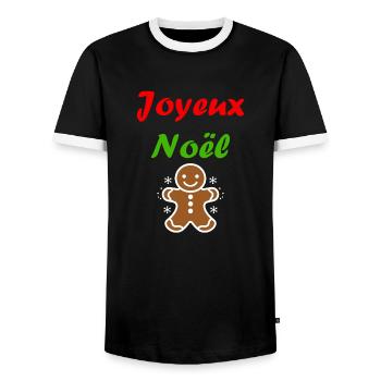 Joyeux noel pain d'épice - T-shirt contrasté Homme - noir/blanc - Devant - AI Model Female 172 light (172cm) & AI Model Male 178 light (178cm)