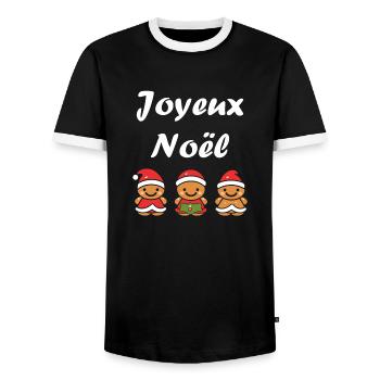 Joyeux noel pain d'épice - T-shirt contrasté Homme - noir/blanc - Devant - AI Model Female 172 light (172cm) & AI Model Male 178 light (178cm)