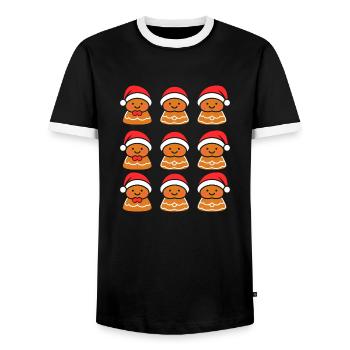 Lebkuchenmann - Männer Kontrast-T-Shirt - Schwarz/Weiß - Vorne - AI Model Female 172 light (172cm) & AI Model Male 178 light (178cm)