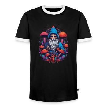 Mushroom | Fantasy Pilze Wald Natur Goa Festival - Männer Kontrast-T-Shirt - Schwarz/Weiß - Vorne - AI Model Female 172 light (172cm) & AI Model Male 178 light (178cm)