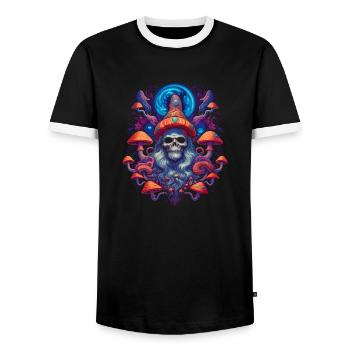 Mushroom | Fantasy Pilze Wald Natur Goa Festival - Männer Kontrast-T-Shirt - Schwarz/Weiß - Vorne - AI Model Female 172 light (172cm) & AI Model Male 178 light (178cm)