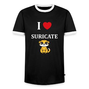 Humour petit suricate - T-shirt contrasté Homme - noir/blanc - Devant - AI Model Female 172 light (172cm) & AI Model Male 178 light (178cm)