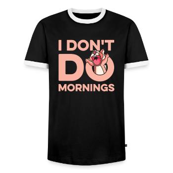 Squirrel Funny I Don't Do Mornings - Men's Ringer Shirt - black/white - Front - AI Model Female 172 light (172cm) & AI Model Male 178 light (178cm)