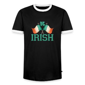 Drapeau irlandais patriotique Irlande trèfle feuille - T-shirt contrasté Homme - noir/blanc - Devant - AI Model Female 172 light (172cm) & AI Model Male 178 light (178cm)