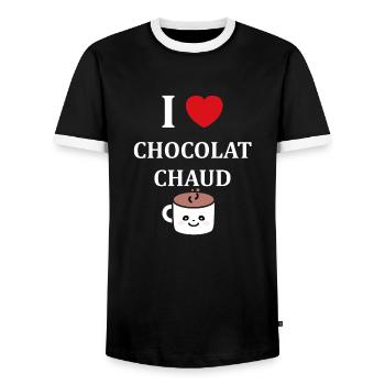 Humor Kleine heiße Schokolade - Männer Kontrast-T-Shirt - Schwarz/Weiß - Vorne - AI Model Female 172 light (172cm) & AI Model Male 178 light (178cm)