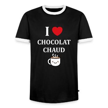Humor Kleine heiße Schokolade - Männer Kontrast-T-Shirt - Schwarz/Weiß - Vorne - AI Model Female 172 light (172cm) & AI Model Male 178 light (178cm)