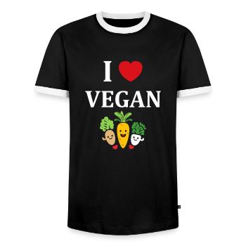 Humour petit légumes vegan - T-shirt contrasté Homme - noir/blanc - Devant - AI Model Female 172 light (172cm) & AI Model Male 178 light (178cm)