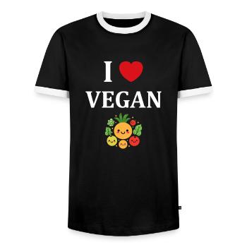 Humour petit légumes vegan - T-shirt contrasté Homme - noir/blanc - Devant - AI Model Female 172 light (172cm) & AI Model Male 178 light (178cm)